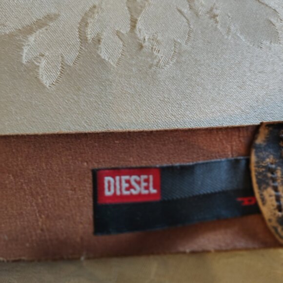 DIESEL Heavy Duty Brass Branded Logo Belt 100% Genuine Leather Made in Italy L - Picture 7 of 11
